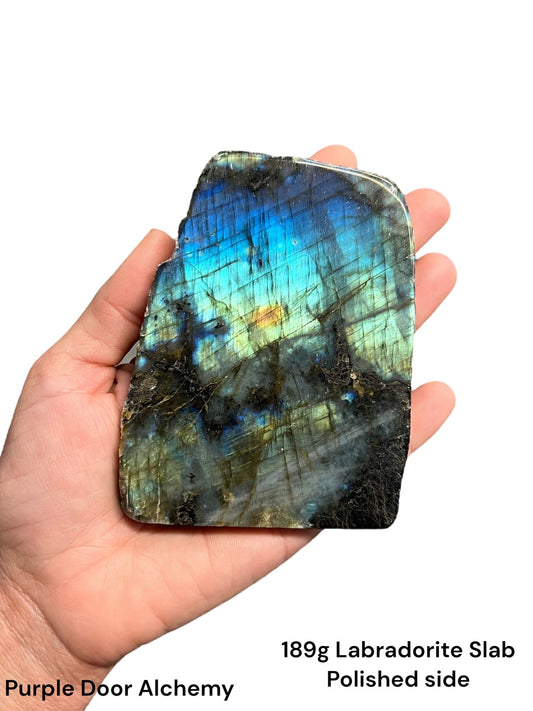 189g Labradorite Polished Slab - Purple Door Alchemy