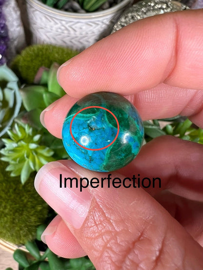 18mm (.70 in) Mini Peruvian Chrysocolla Sphere #2 - Purple Door Alchemy