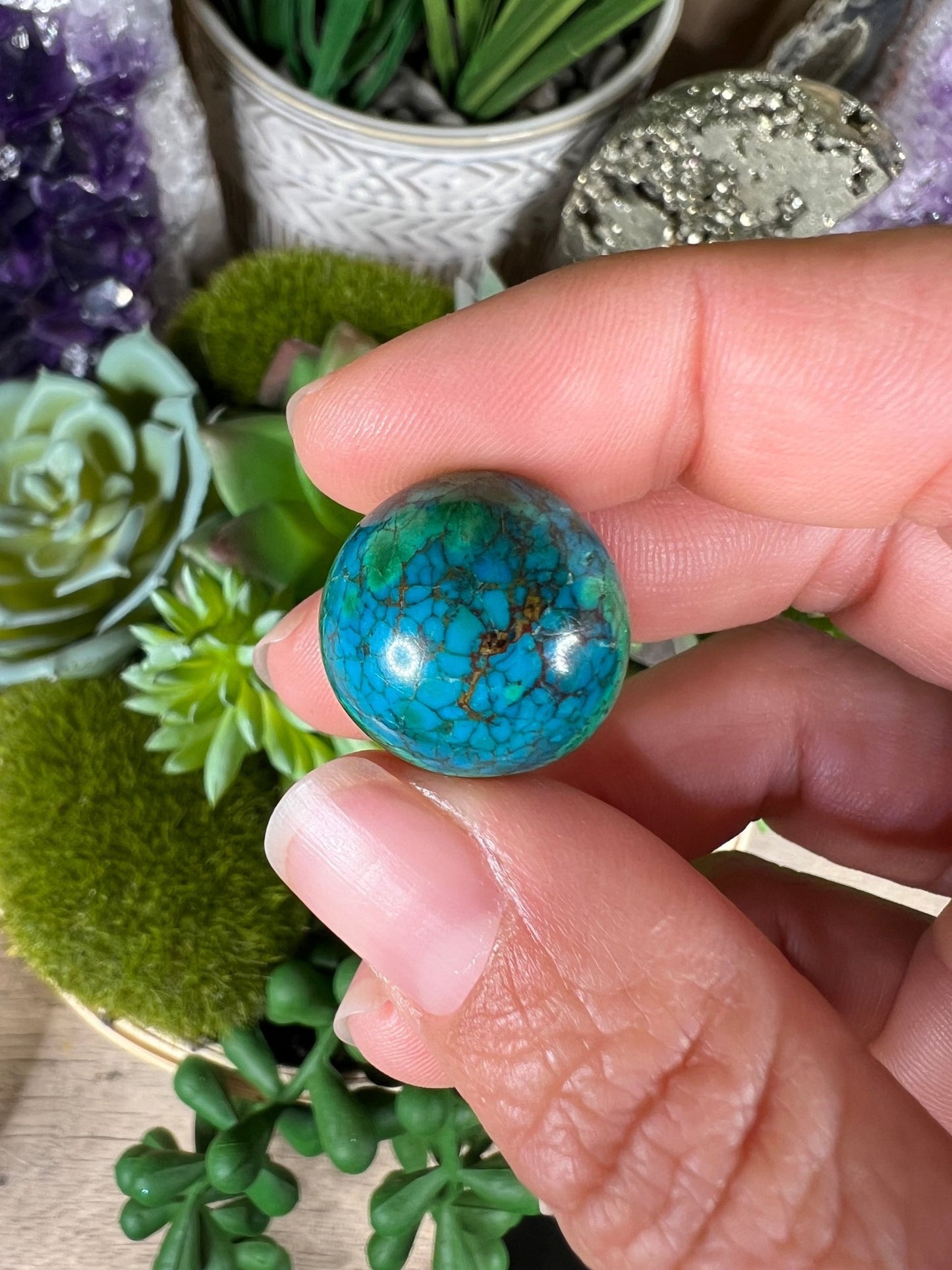 18mm (.70 in) Mini Peruvian Chrysocolla Sphere #2 - Purple Door Alchemy