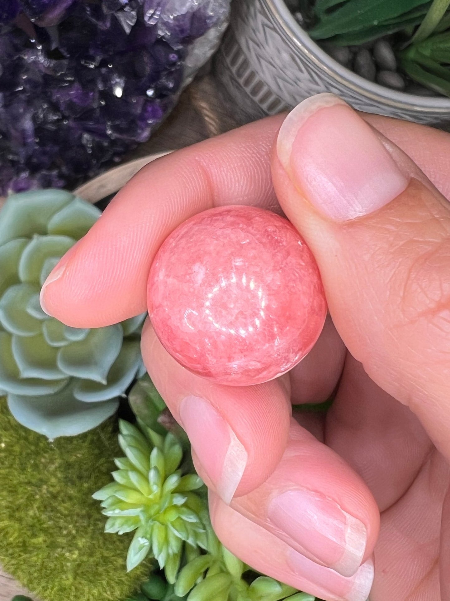 20mm (.78 in) Mini Rhodochrosite Sphere #2 - Purple Door Alchemy