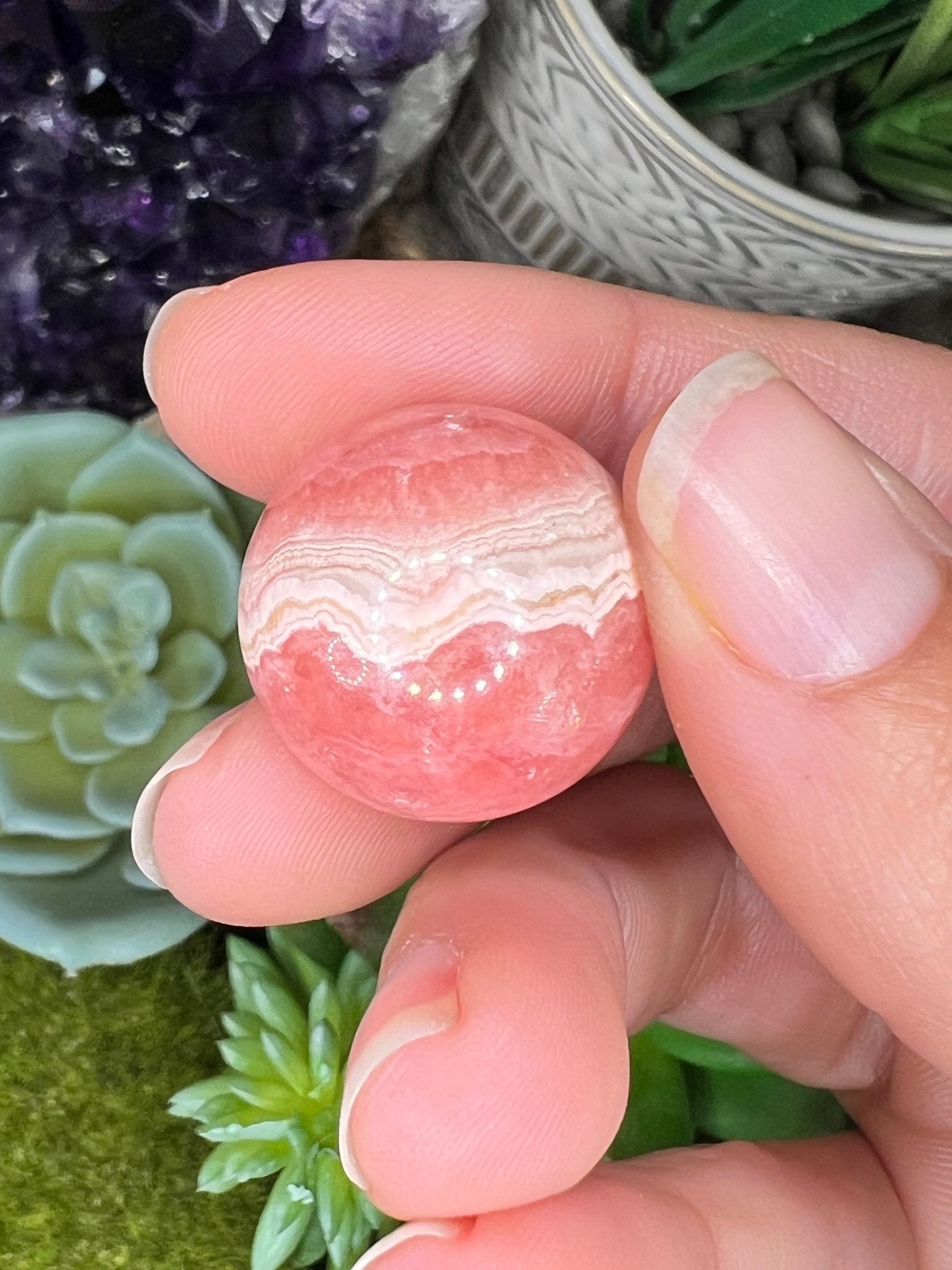 20mm (.78 in) Mini Rhodochrosite Sphere #2 - Purple Door Alchemy