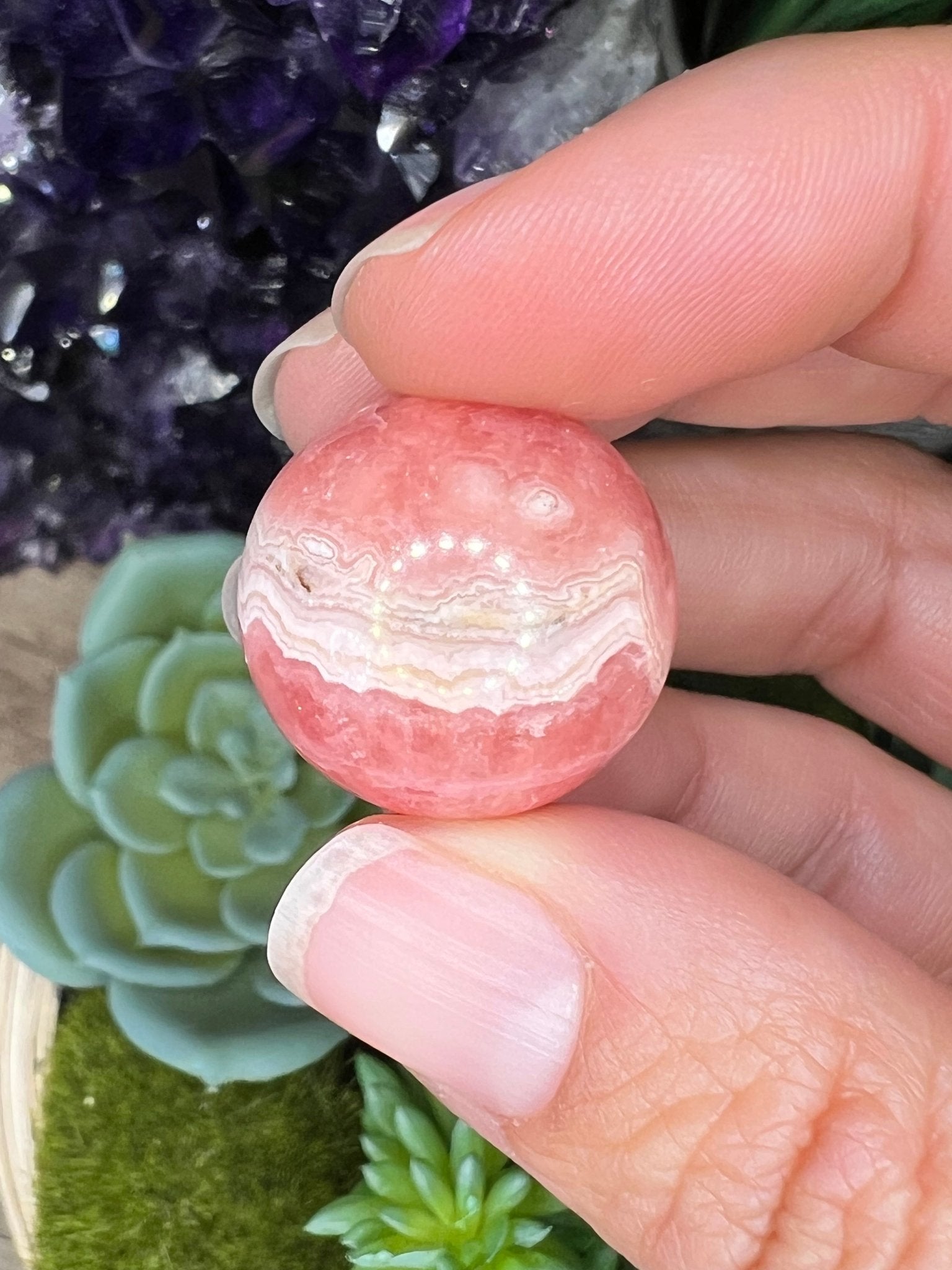 20mm (.78 in) Mini Rhodochrosite Sphere #2 - Purple Door Alchemy