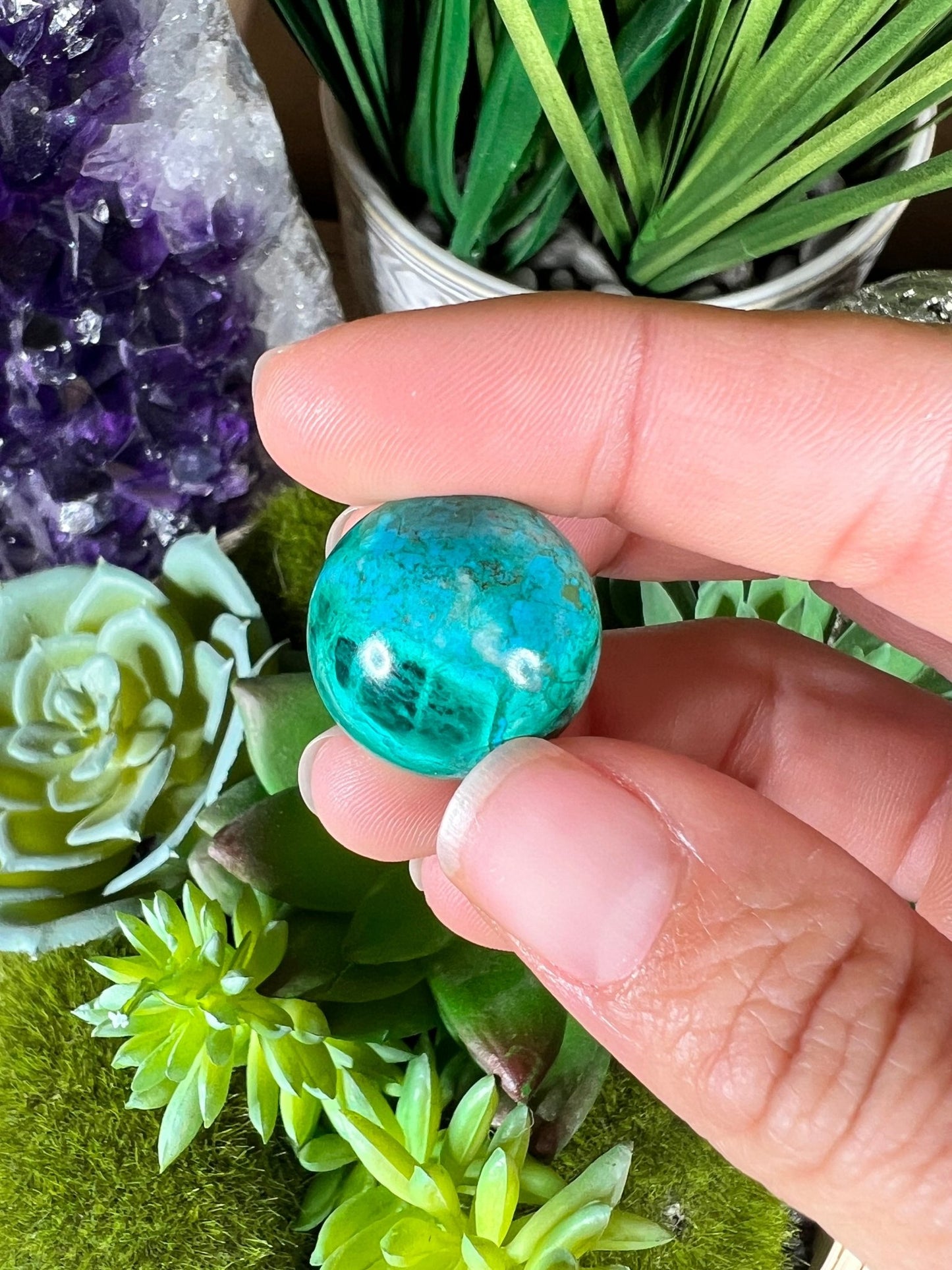 20mm (.79 in) Mini Peruvian Chrysocolla Sphere #1 - Purple Door Alchemy