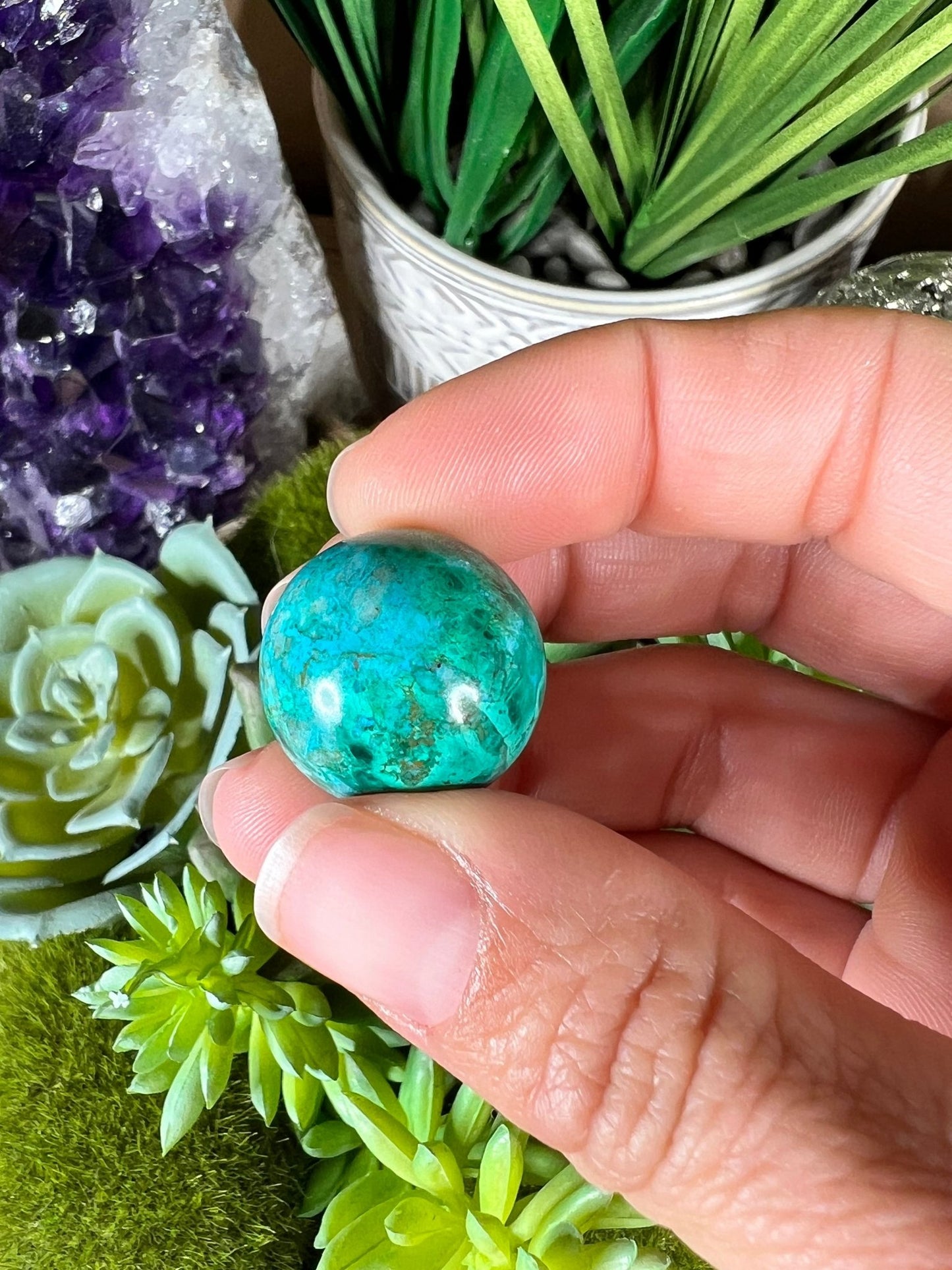 20mm (.79 in) Mini Peruvian Chrysocolla Sphere #1 - Purple Door Alchemy