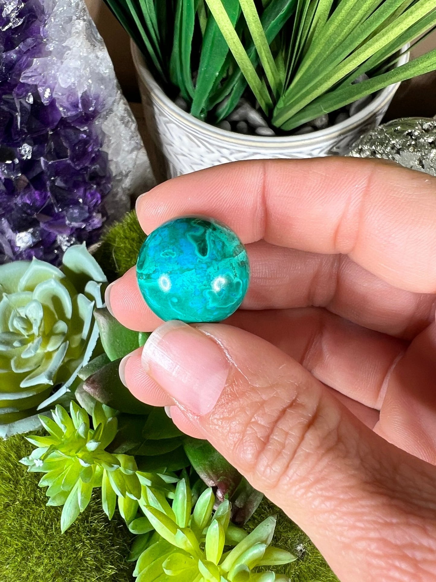 20mm (.79 in) Mini Peruvian Chrysocolla Sphere #1 - Purple Door Alchemy