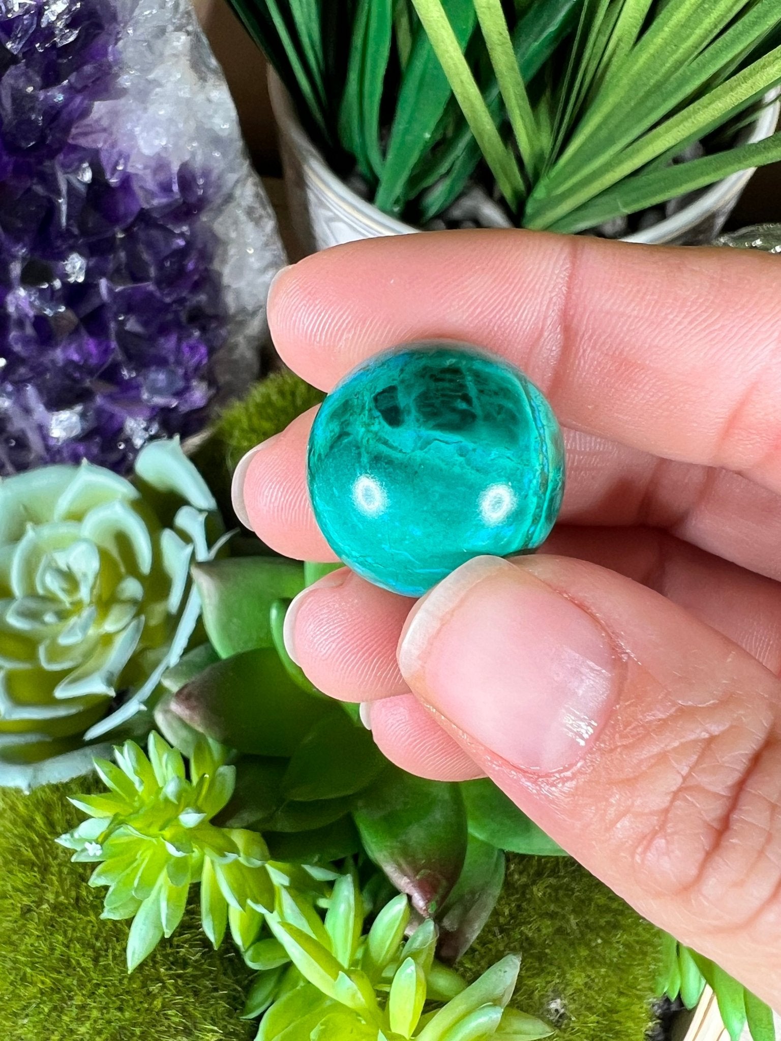 20mm (.79 in) Mini Peruvian Chrysocolla Sphere #1 - Purple Door Alchemy