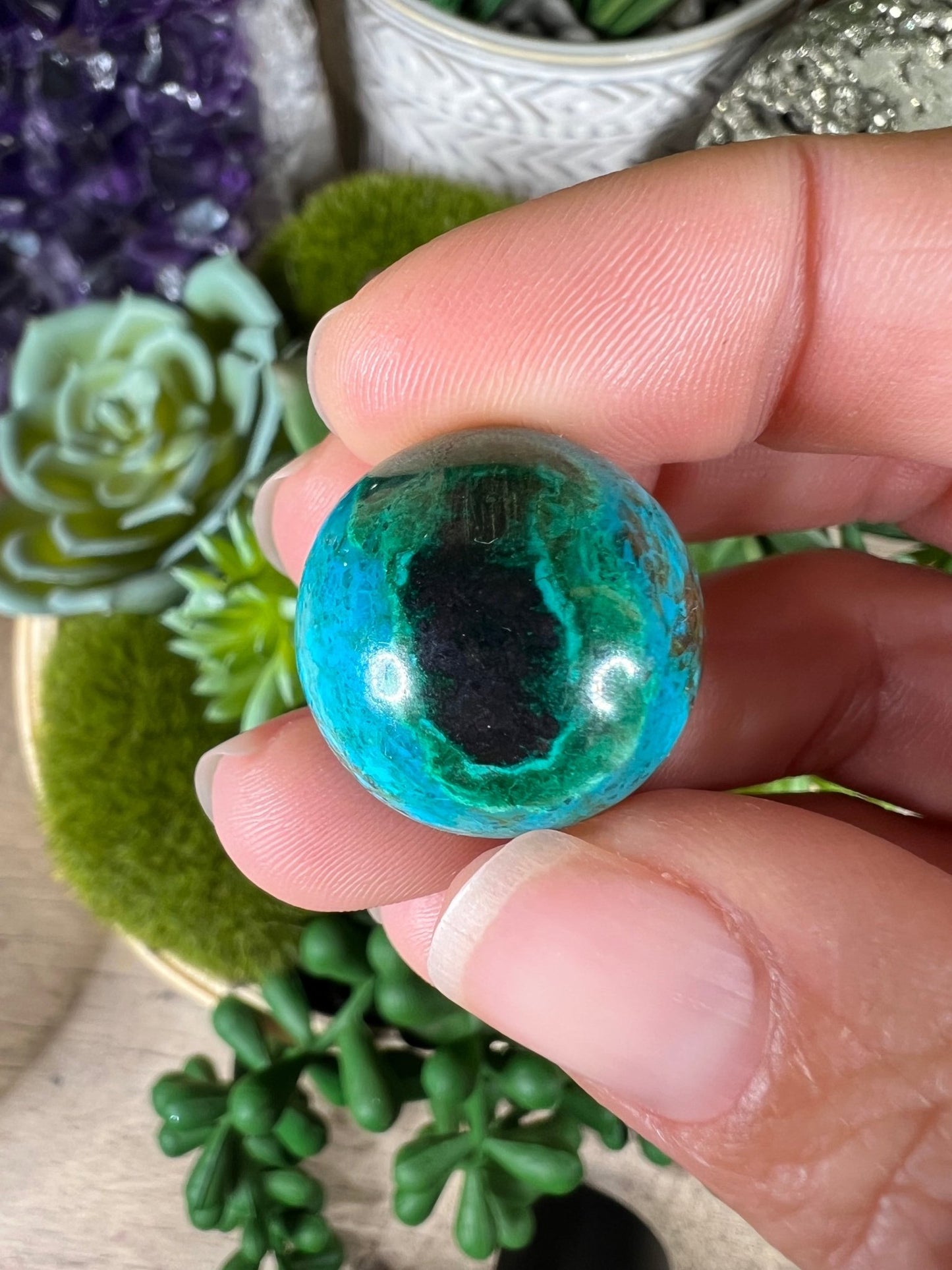 20mm (.79 in) Mini Peruvian Chrysocolla Sphere #3 - Purple Door Alchemy