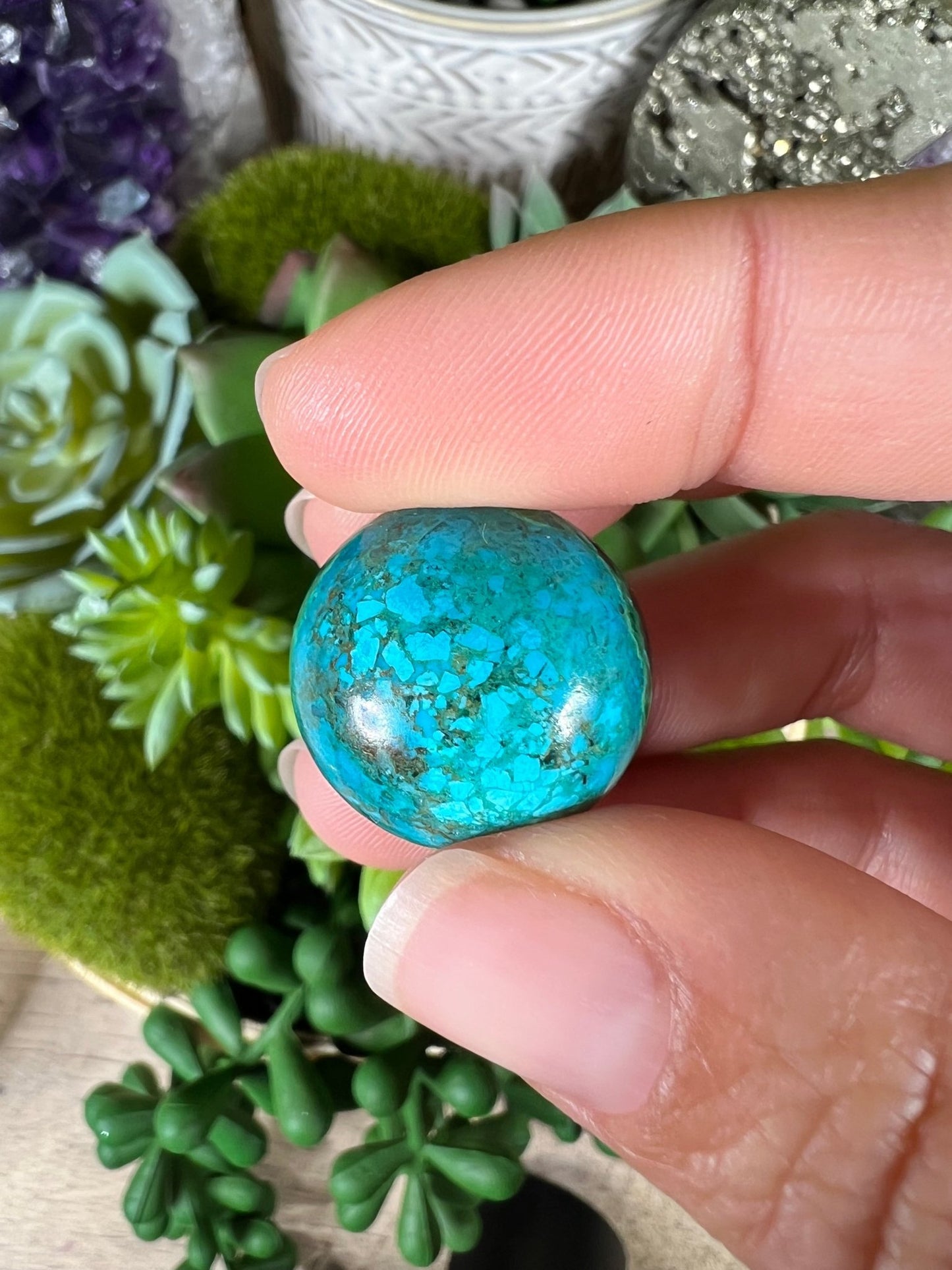 20mm (.79 in) Mini Peruvian Chrysocolla Sphere #3 - Purple Door Alchemy