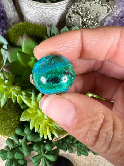 20mm (.79 in) Mini Peruvian Chrysocolla Sphere #3 - Purple Door Alchemy