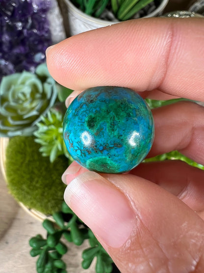 20mm (.79 in) Mini Peruvian Chrysocolla Sphere #4 - Purple Door Alchemy