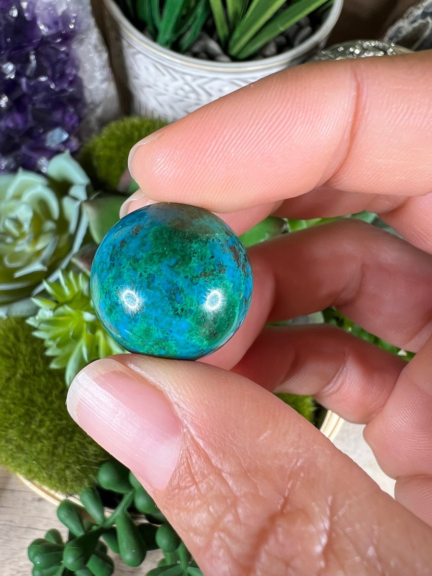 20mm (.79 in) Mini Peruvian Chrysocolla Sphere #4 - Purple Door Alchemy