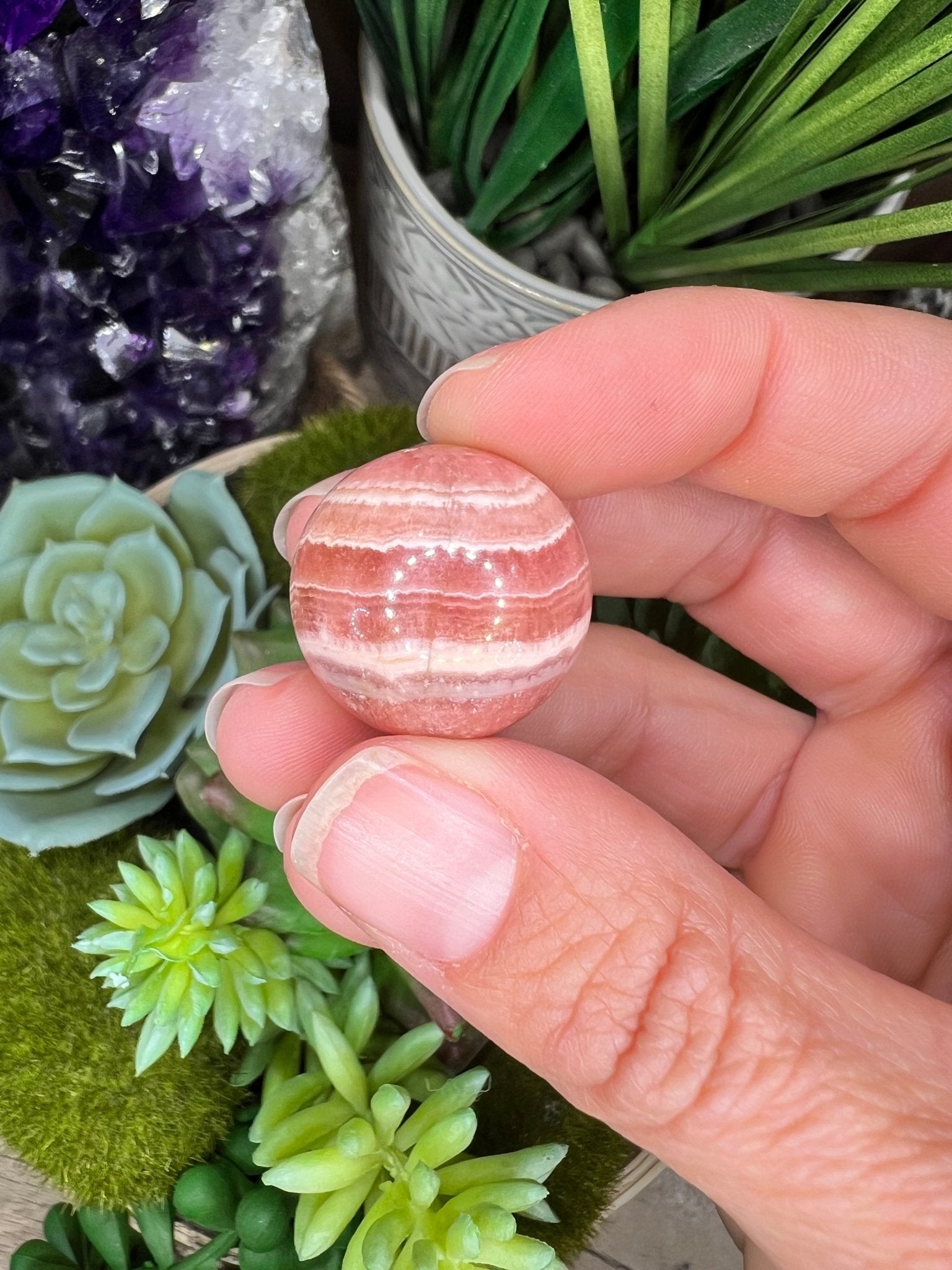 21mm (.83 in) Mini Rhodochrosite Sphere #4 - Purple Door Alchemy