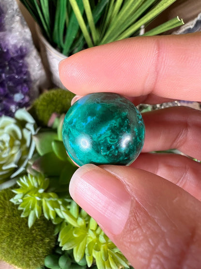 22mm (.87 in) Mini Peruvian Chrysocolla Sphere #5 - Purple Door Alchemy