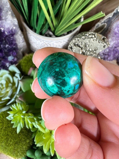 22mm (.87 in) Mini Peruvian Chrysocolla Sphere #5 - Purple Door Alchemy