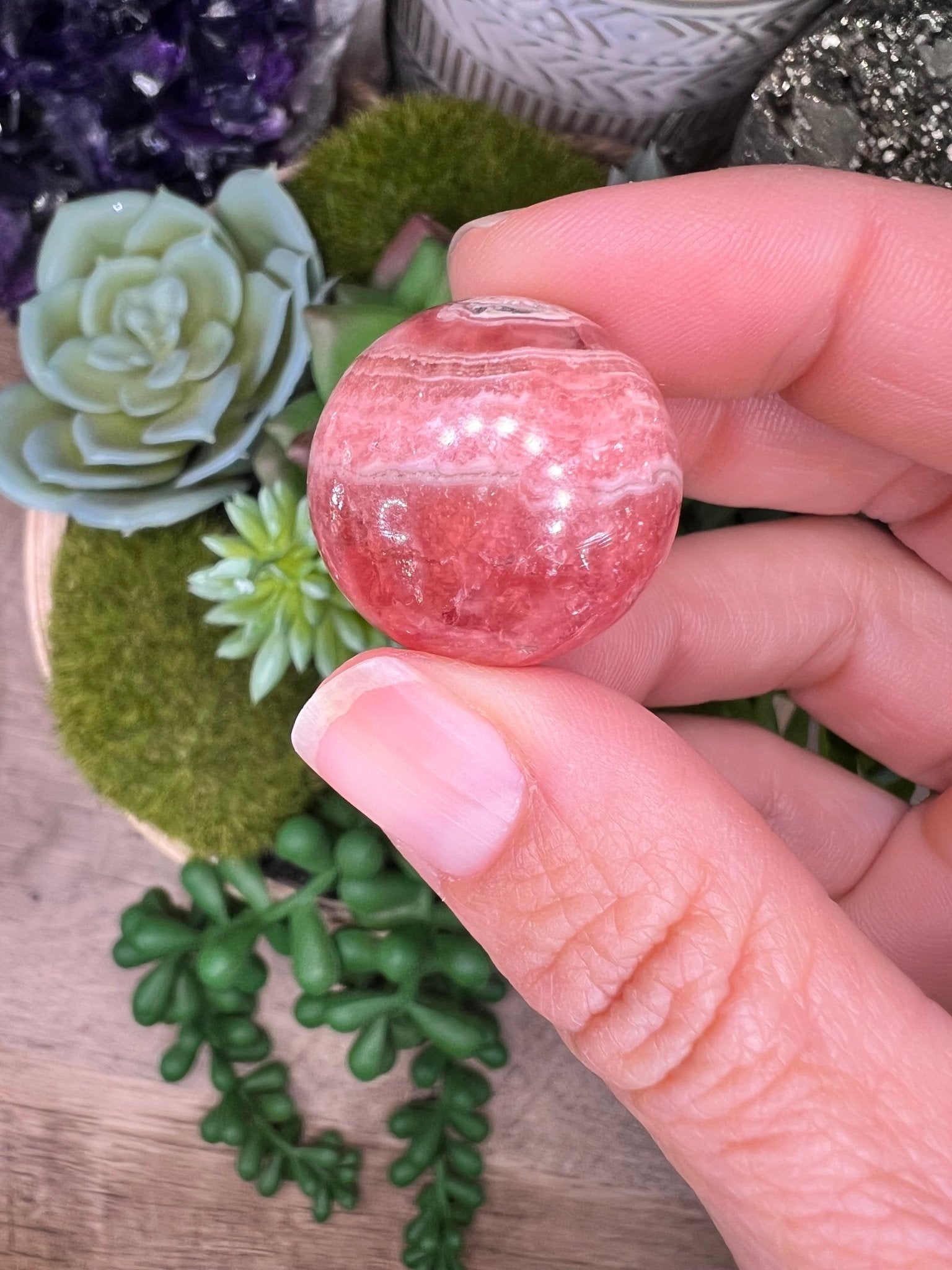 23mm (.91 in) Mini Rhodochrosite Sphere #3 - Purple Door Alchemy