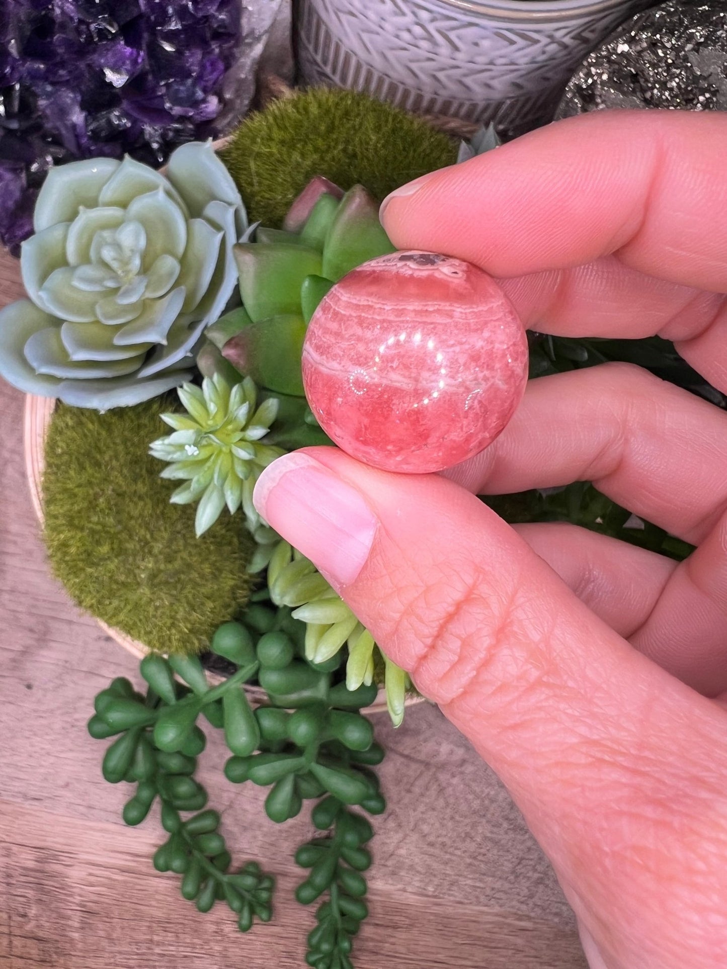 23mm (.91 in) Mini Rhodochrosite Sphere #3 - Purple Door Alchemy