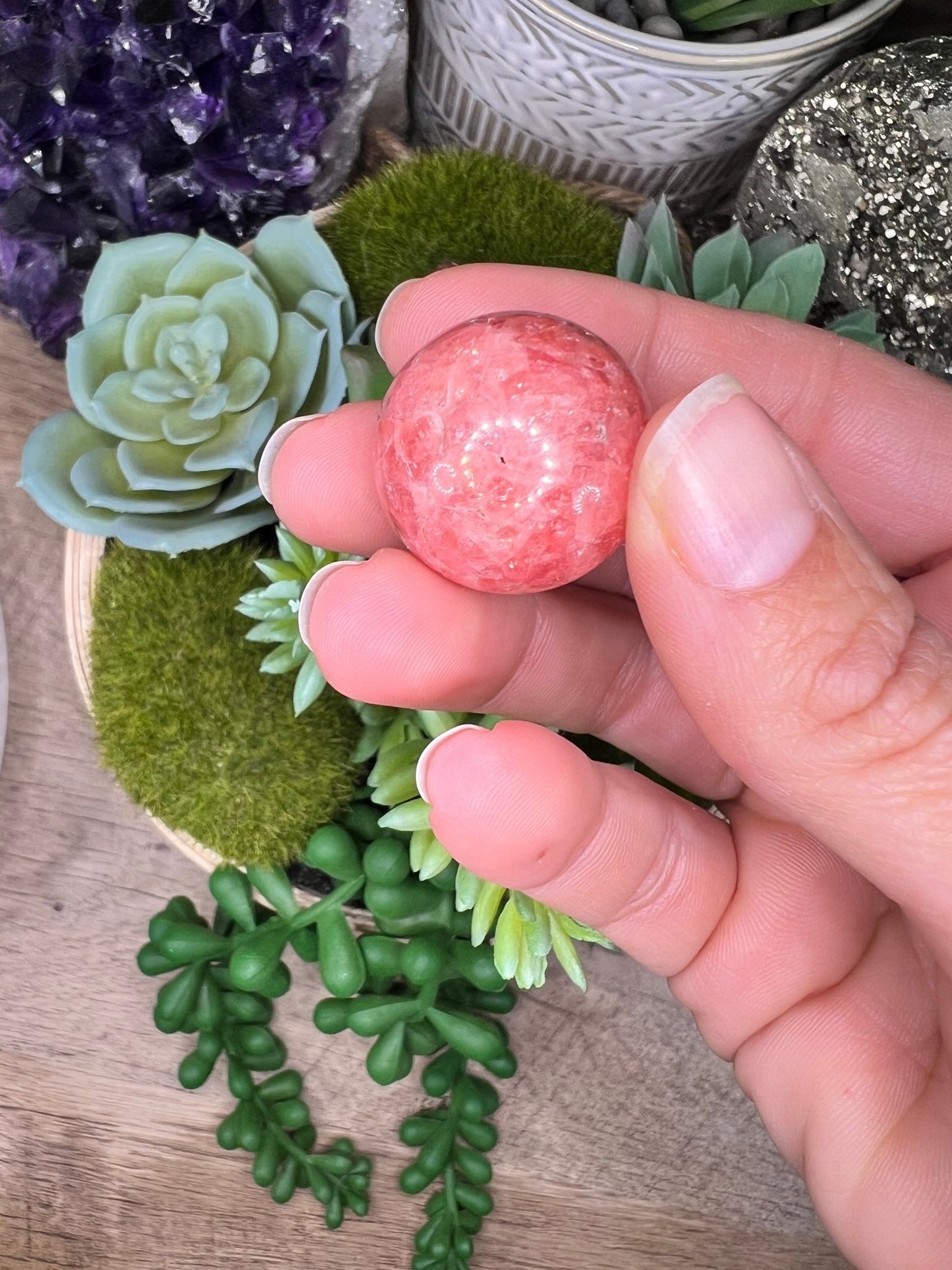 23mm (.91 in) Mini Rhodochrosite Sphere #3 - Purple Door Alchemy