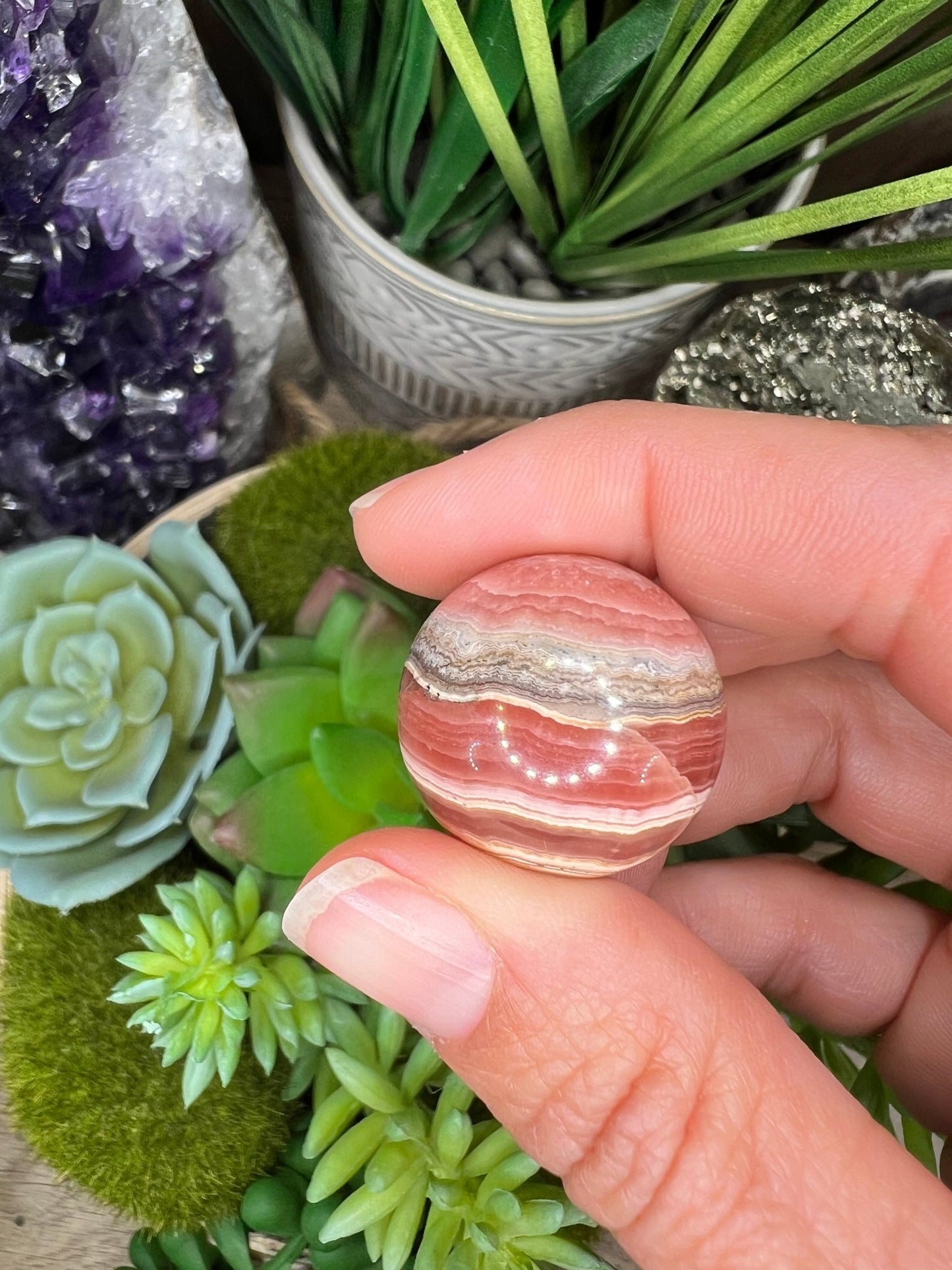 23mm (.91 in) Mini Rhodochrosite Sphere #5 - Purple Door Alchemy