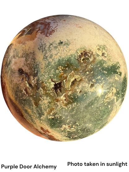 2.95 inch Ocean Jasper Sphere - Purple Door Alchemy