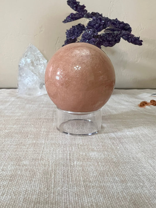 2.95 inch Peach Moonstone Sphere - Purple Door Alchemy