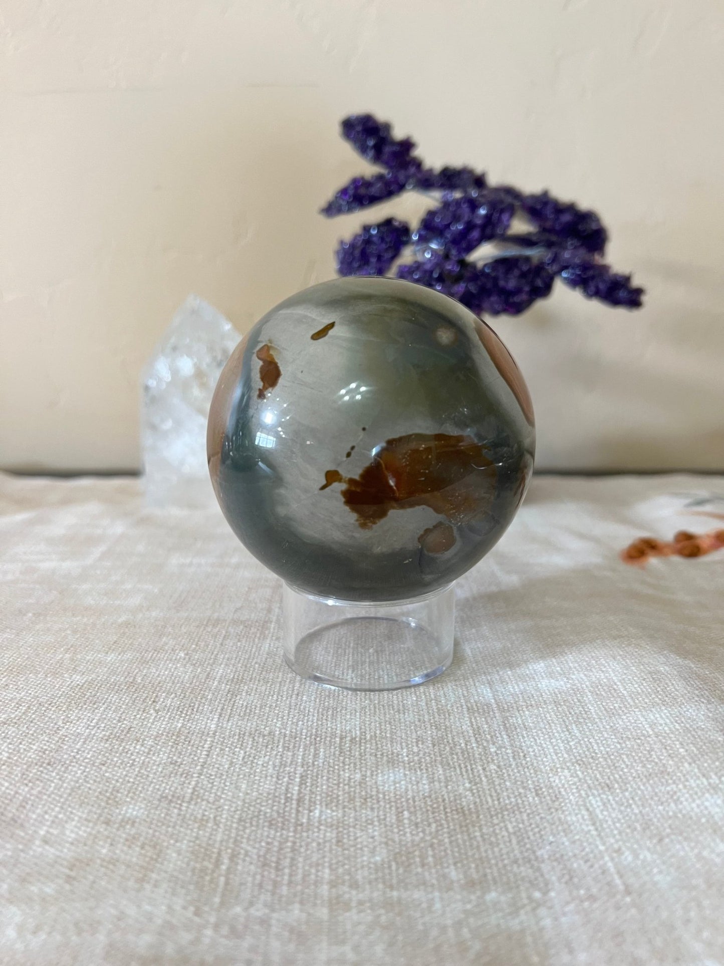 3.46 inch Polychrome Jasper Sphere - Purple Door Alchemy