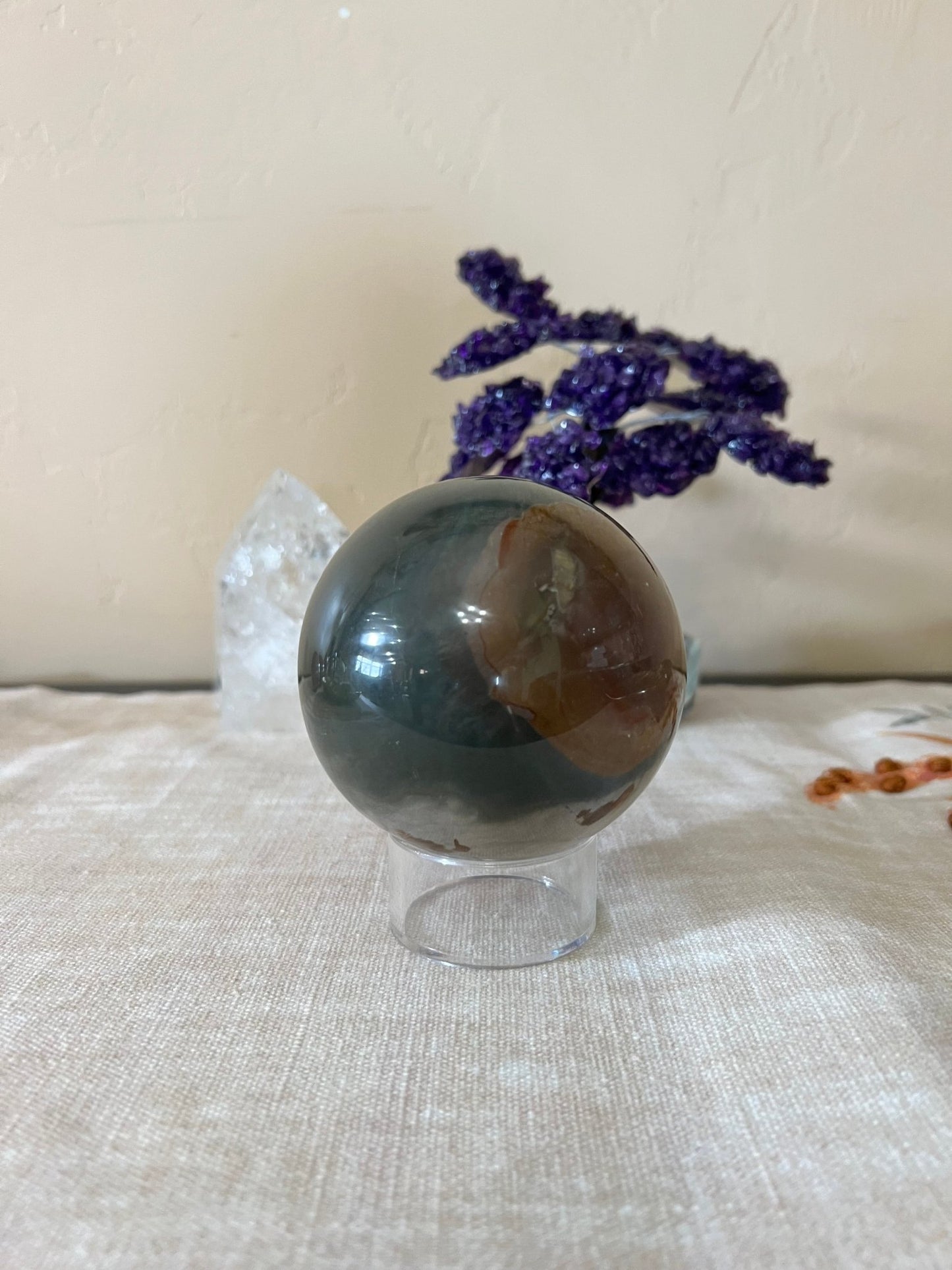 3.46 inch Polychrome Jasper Sphere - Purple Door Alchemy