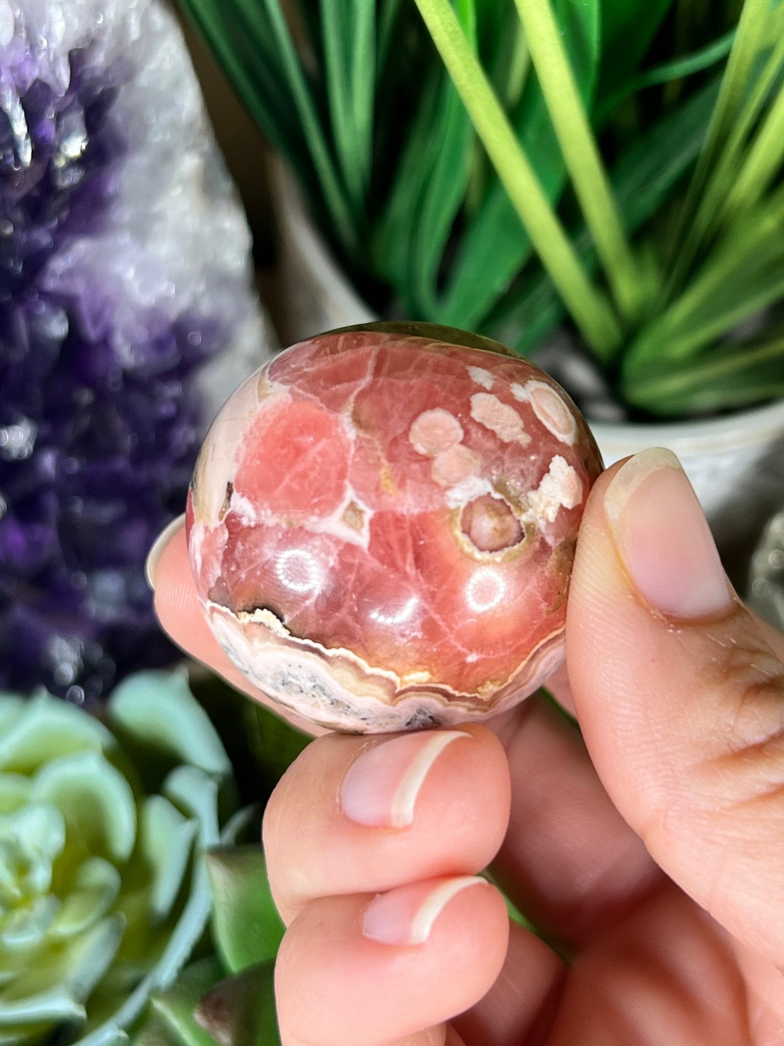 36mm (1.41 in) Rhodochrosite Sphere - Purple Door Alchemy