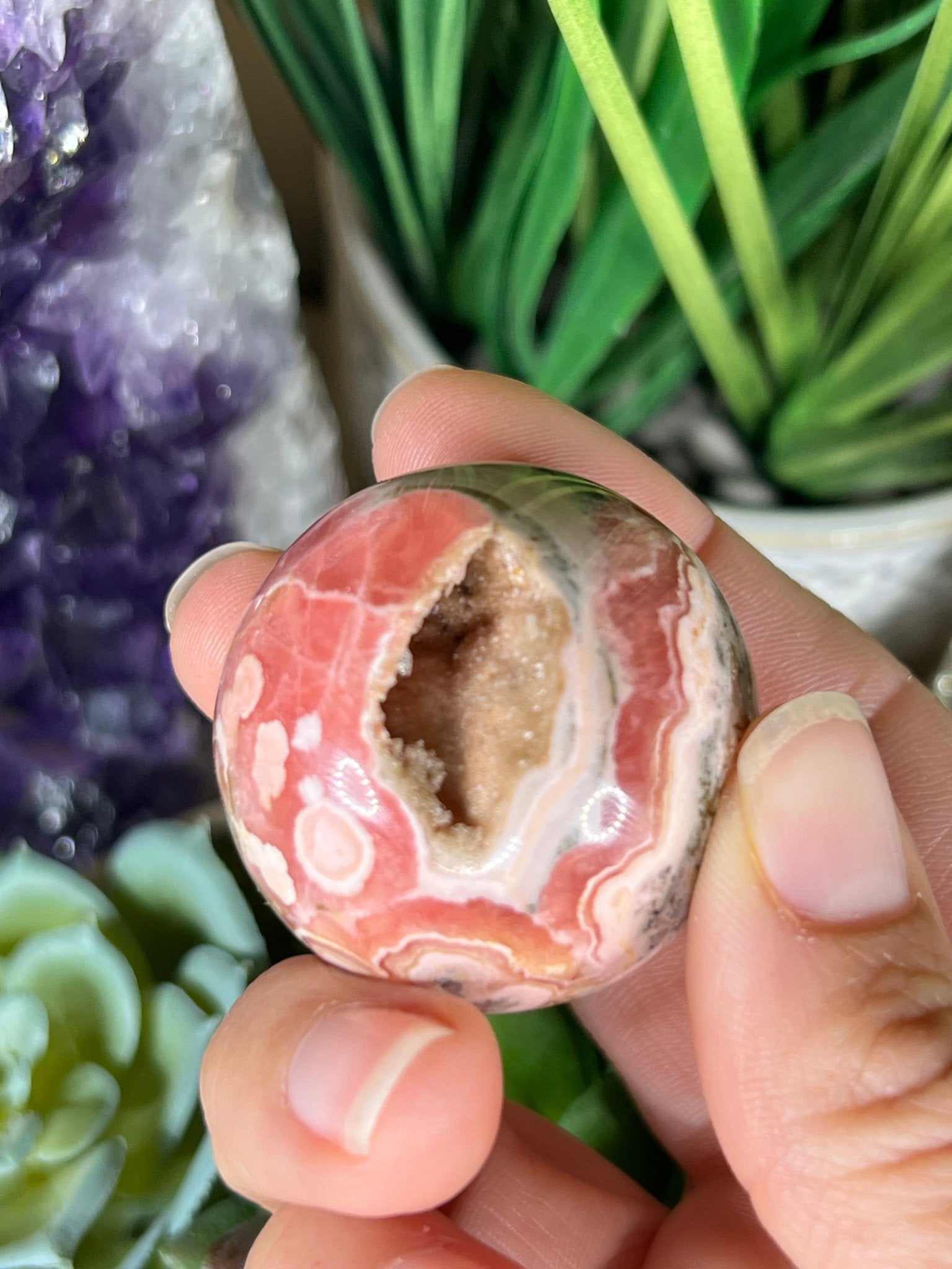 36mm (1.41 in) Rhodochrosite Sphere - Purple Door Alchemy