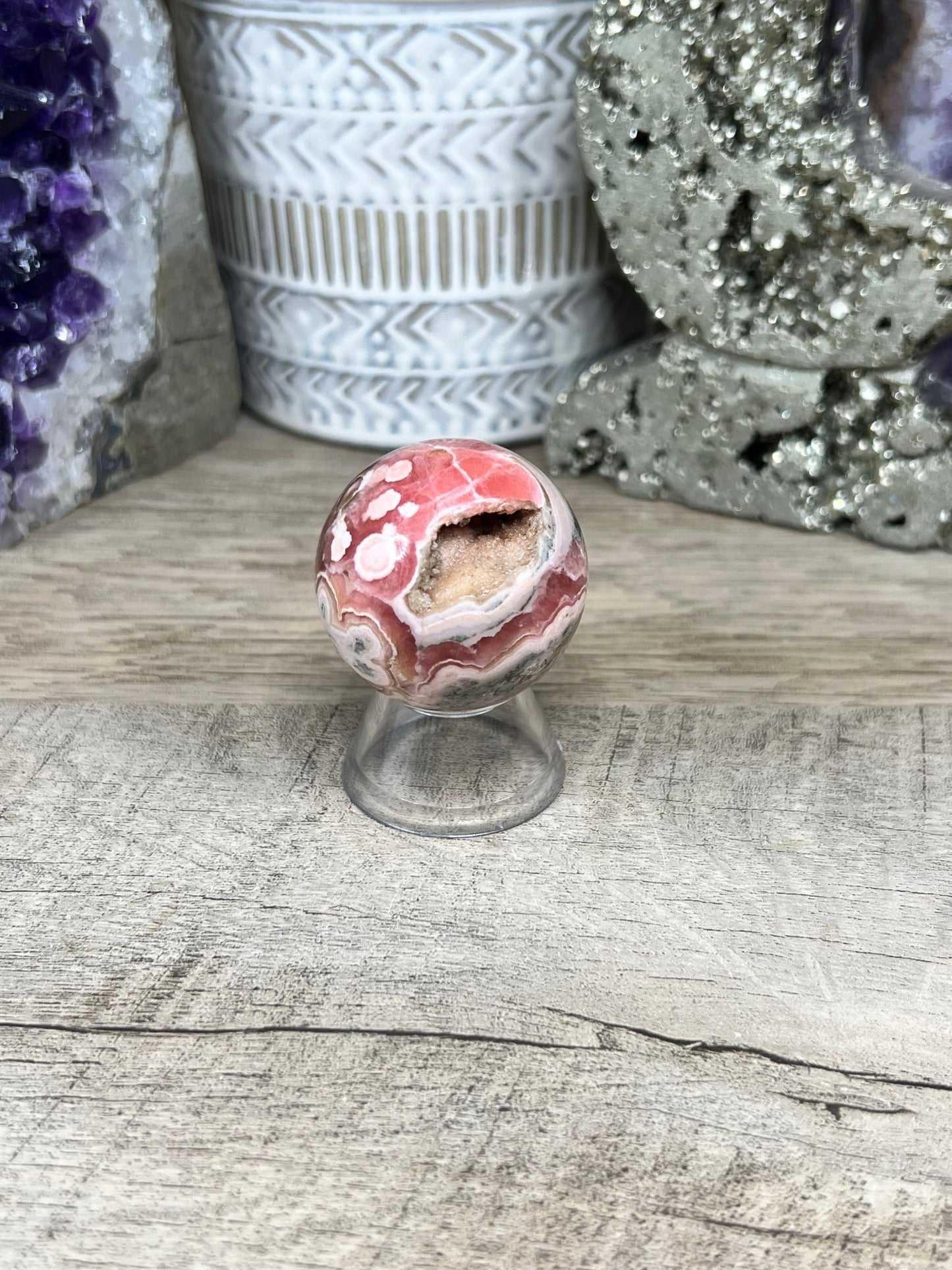 36mm (1.41 in) Rhodochrosite Sphere - Purple Door Alchemy