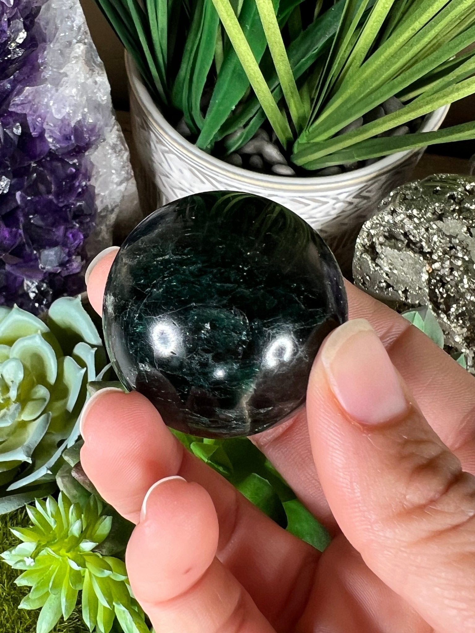 38mm (1.49 inches) Green Apatite Sphere - Purple Door Alchemy