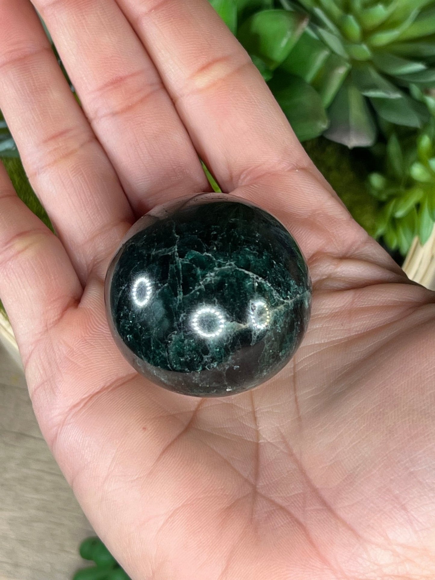 38mm (1.49 inches) Green Apatite Sphere - Purple Door Alchemy