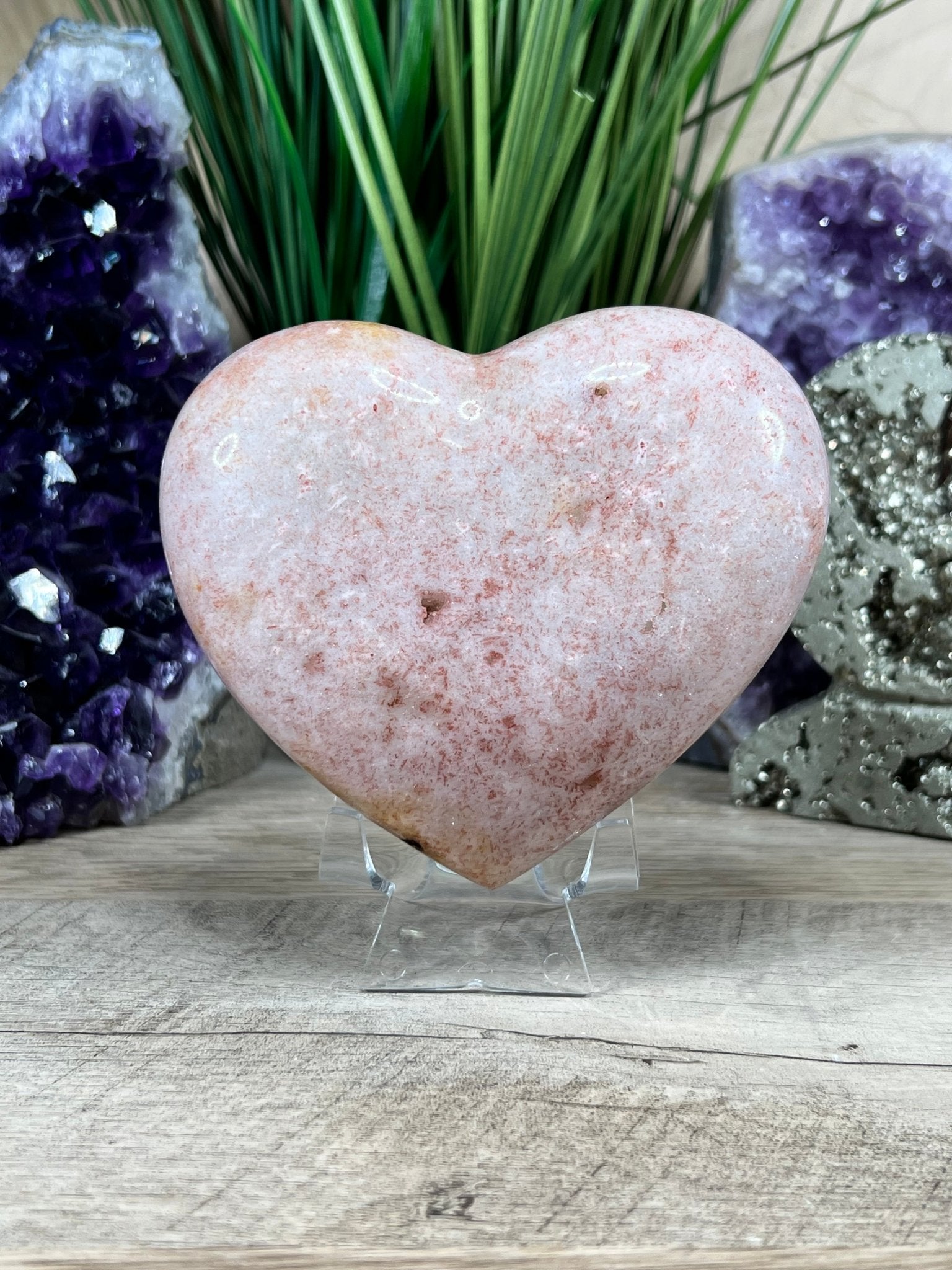 4" Pink Amethyst Heart - Purple Door Alchemy