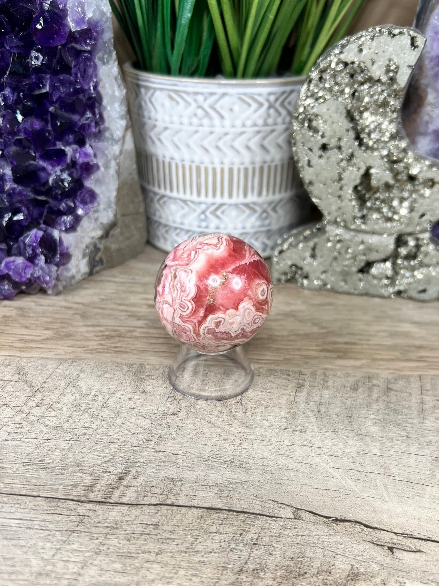 41mm (1.6 in) Rhodochrosite Sphere - Purple Door Alchemy