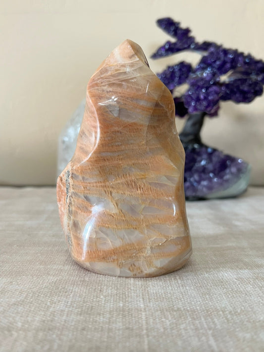 4.49 inch Peach Moonstone Flame - Purple Door Alchemy