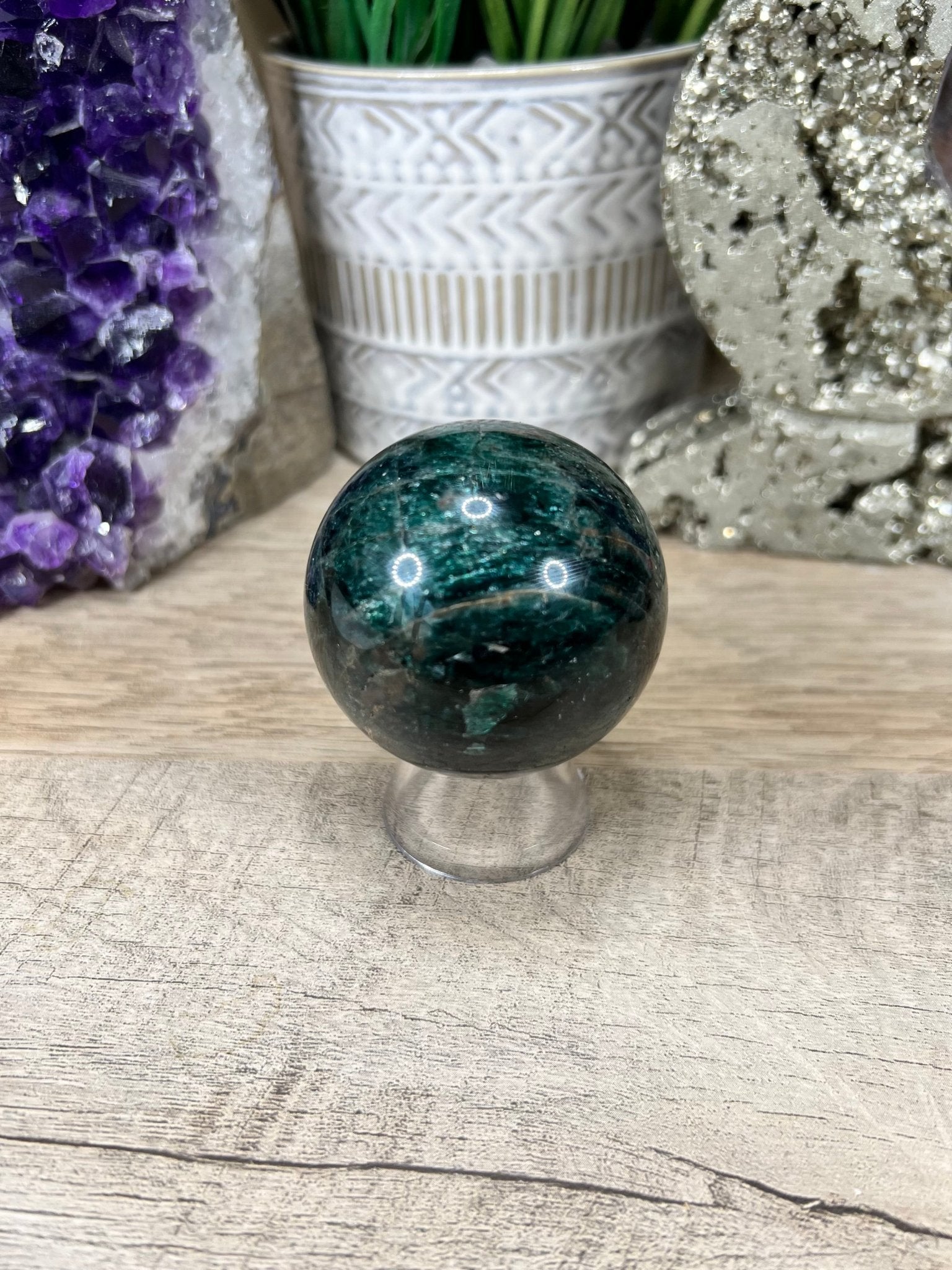 48mm (1.89 inches) Green Apatite Spheres - Purple Door Alchemy