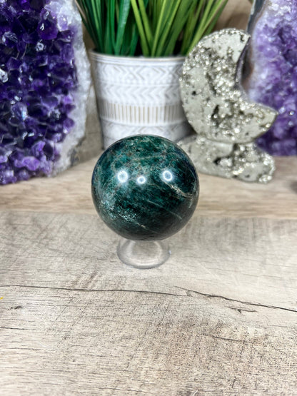 58mm (2.28 inches) Green Apatite Sphere - Purple Door Alchemy