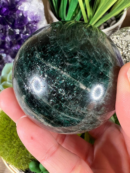 58mm (2.28 inches) Green Apatite Sphere - Purple Door Alchemy