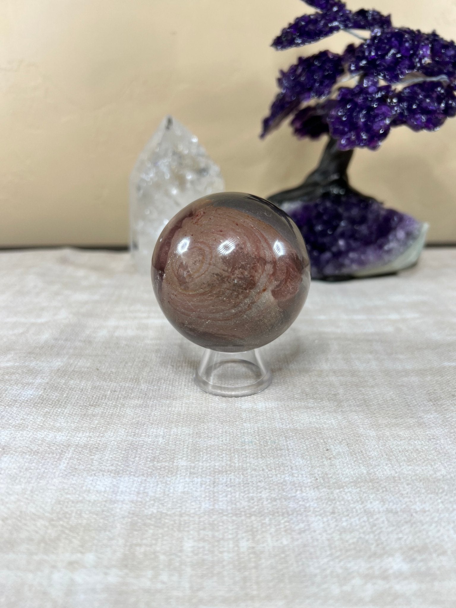 62mm (2.4 inches) Polychrome Jasper Sphere - Purple Door Alchemy