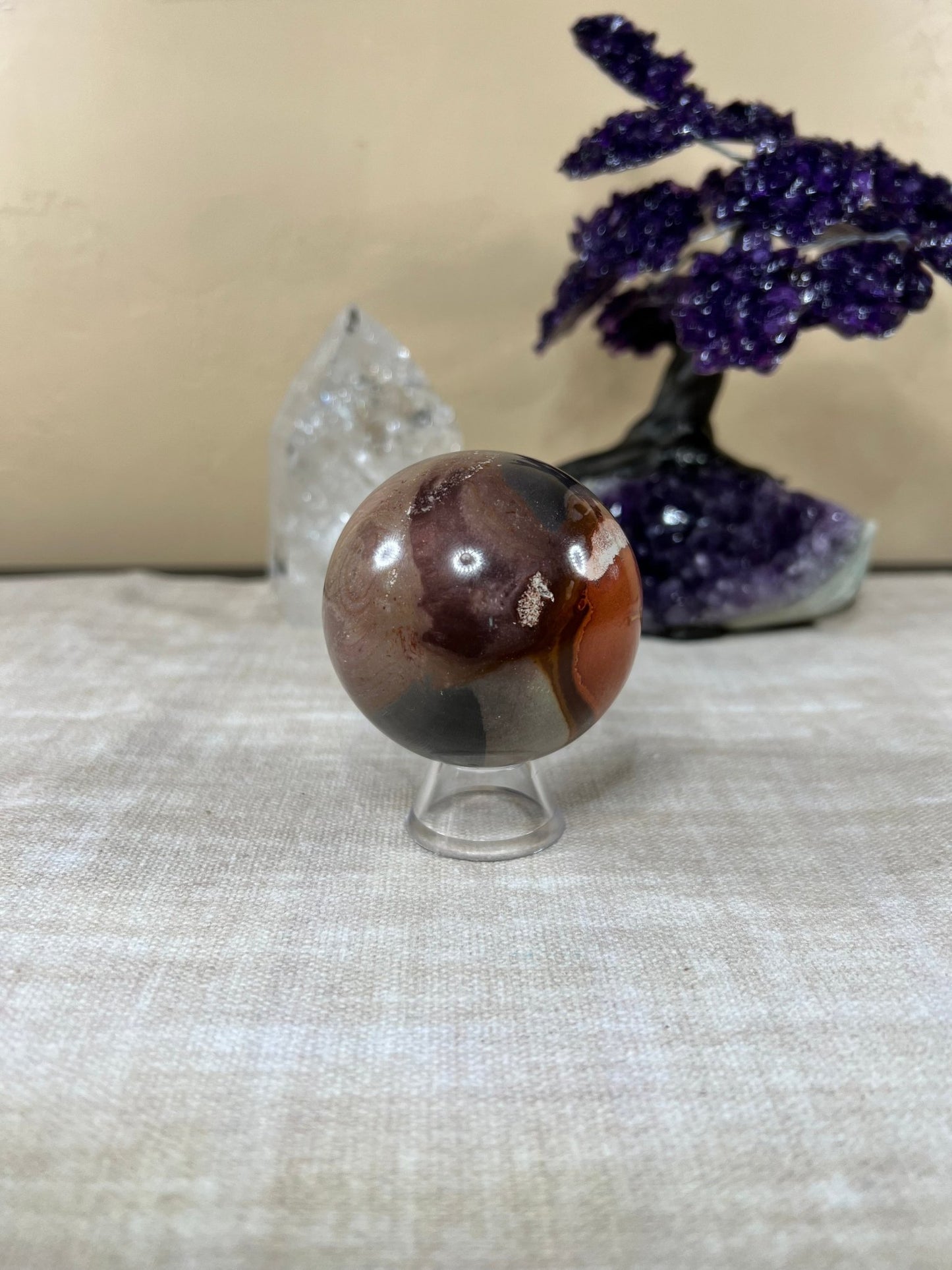 62mm (2.4 inches) Polychrome Jasper Sphere - Purple Door Alchemy