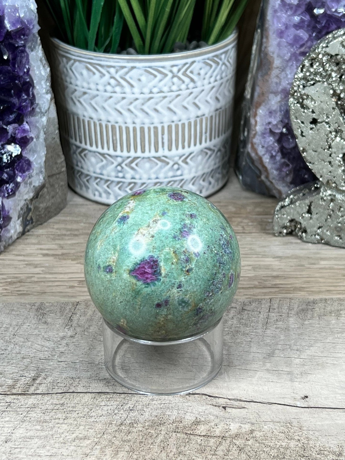 63 mm Ruby in Fuchsite Sphere - Purple Door Alchemy