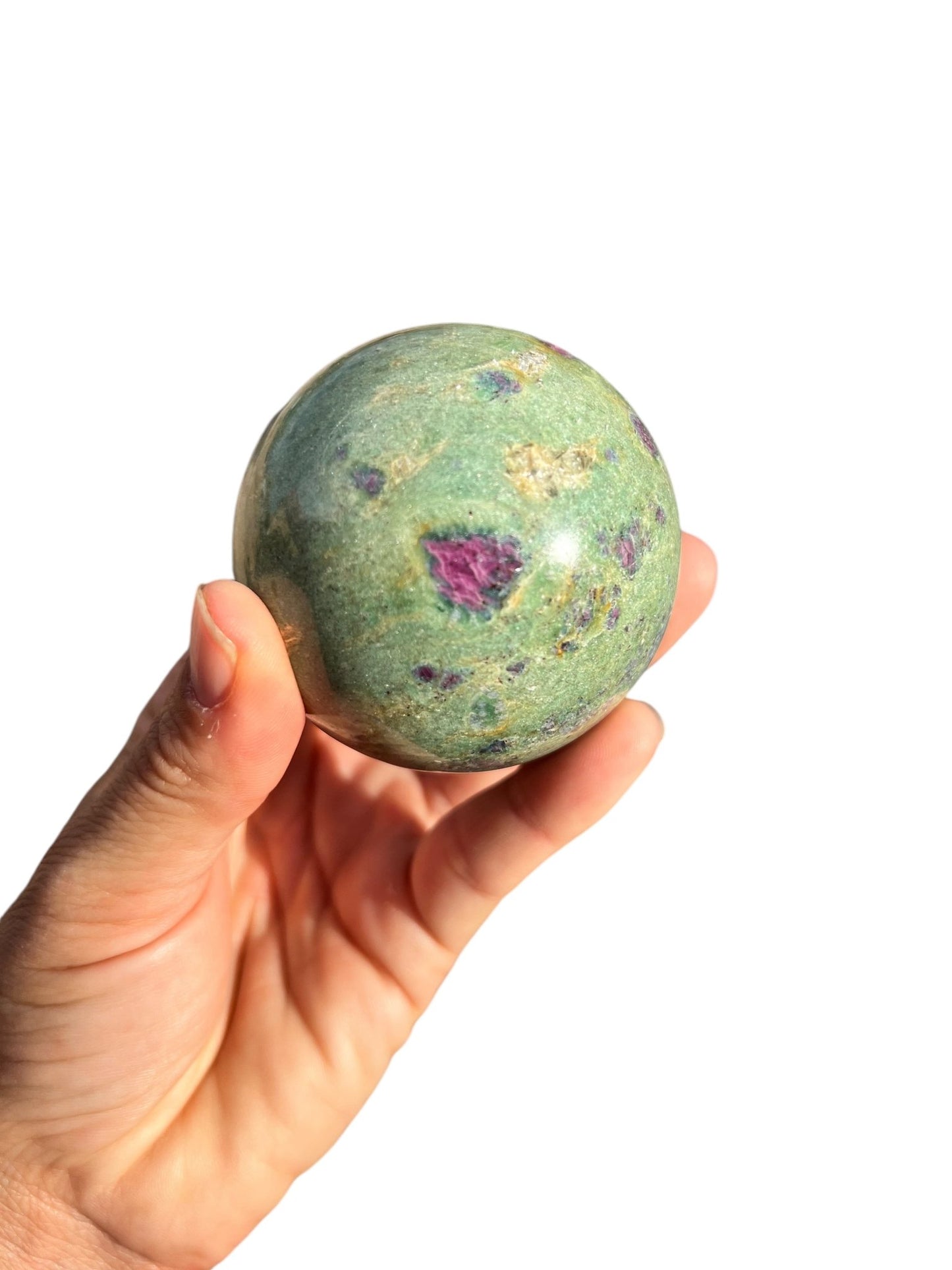 63 mm Ruby in Fuchsite Sphere - Purple Door Alchemy