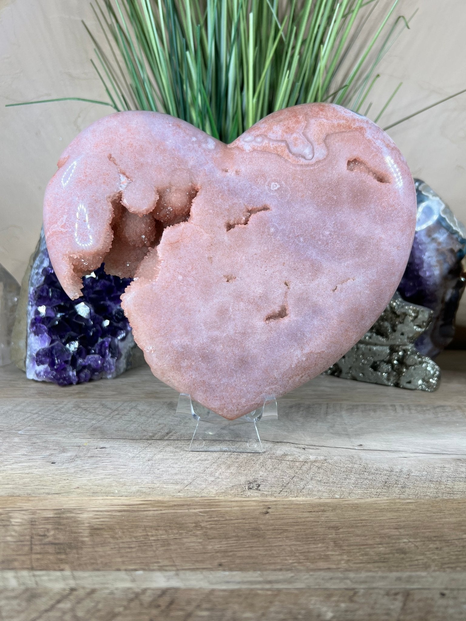 6.5" Pink Amethyst Heart - Purple Door Alchemy