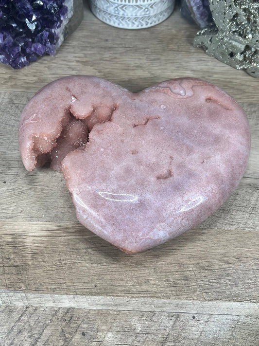 6.5" Pink Amethyst Heart - Purple Door Alchemy