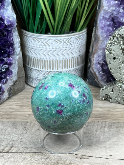 68 mm Ruby in Fuchsite Sphere - Purple Door Alchemy