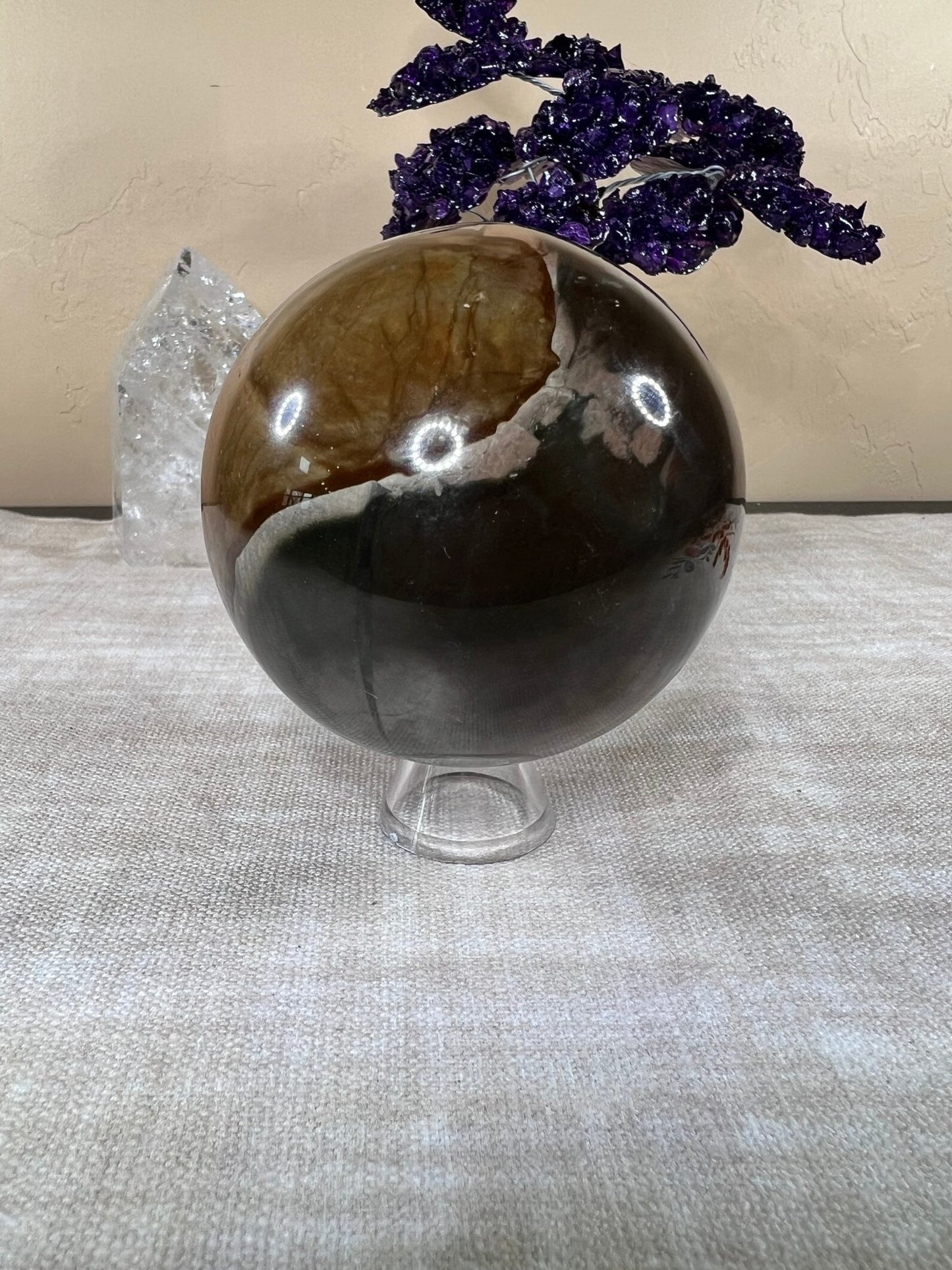 85mm (3.3 inches) Polychrome Jasper Sphere - Purple Door Alchemy