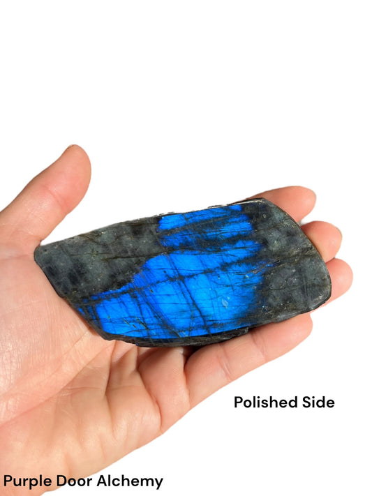 95g Blue Labradorite Polished Slab - Purple Door Alchemy