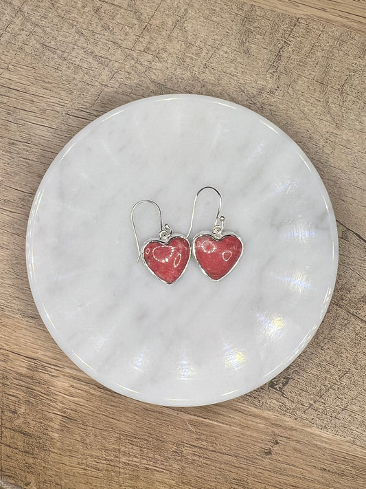 Thulite Heart Dangle Earrings