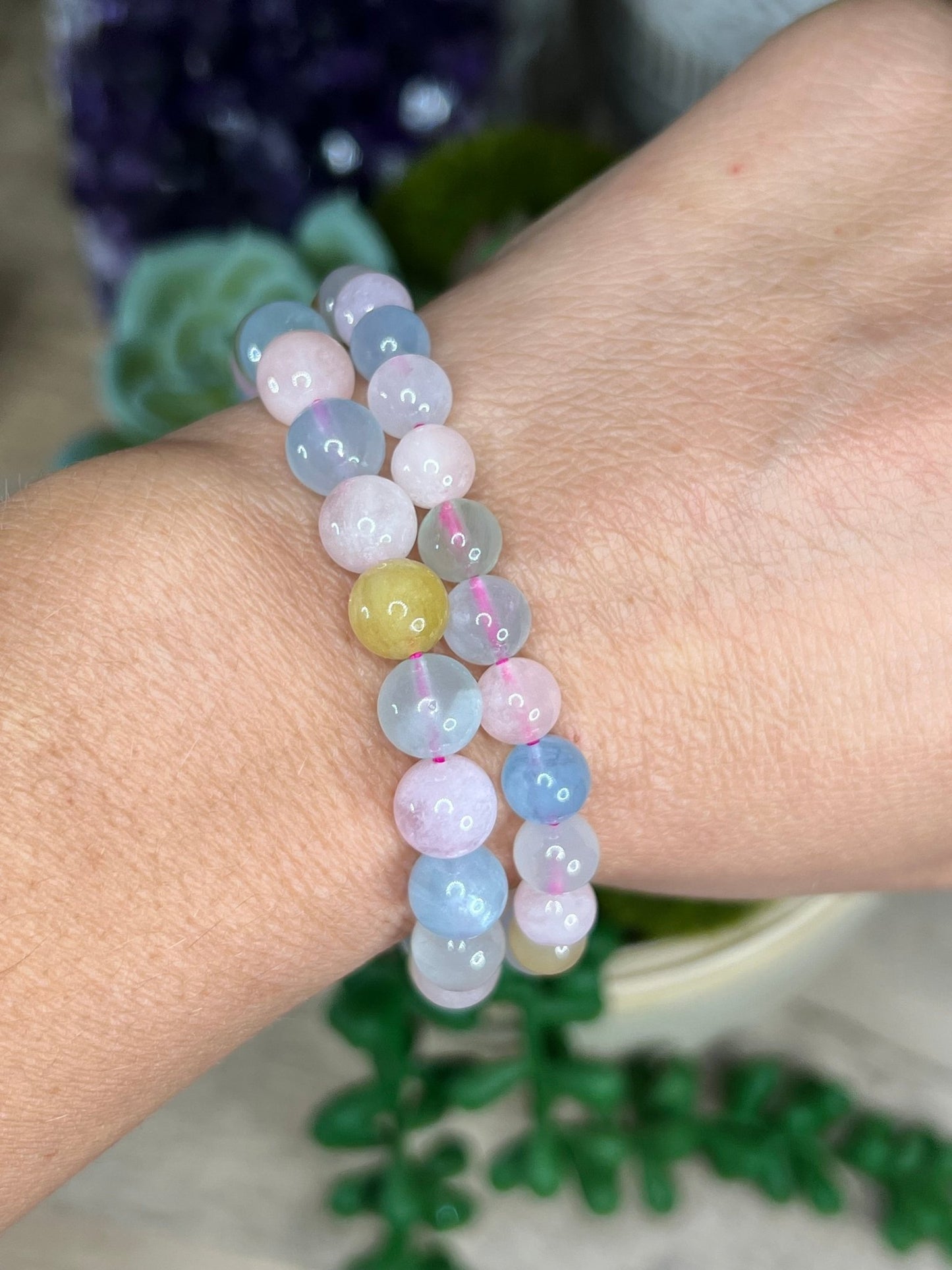 Beryl Bracelet - Aquamarine, Morganite, Helidor - Purple Door Alchemy