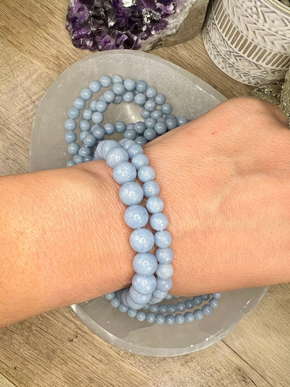 Blue Angelite Bracelet - Purple Door Alchemy