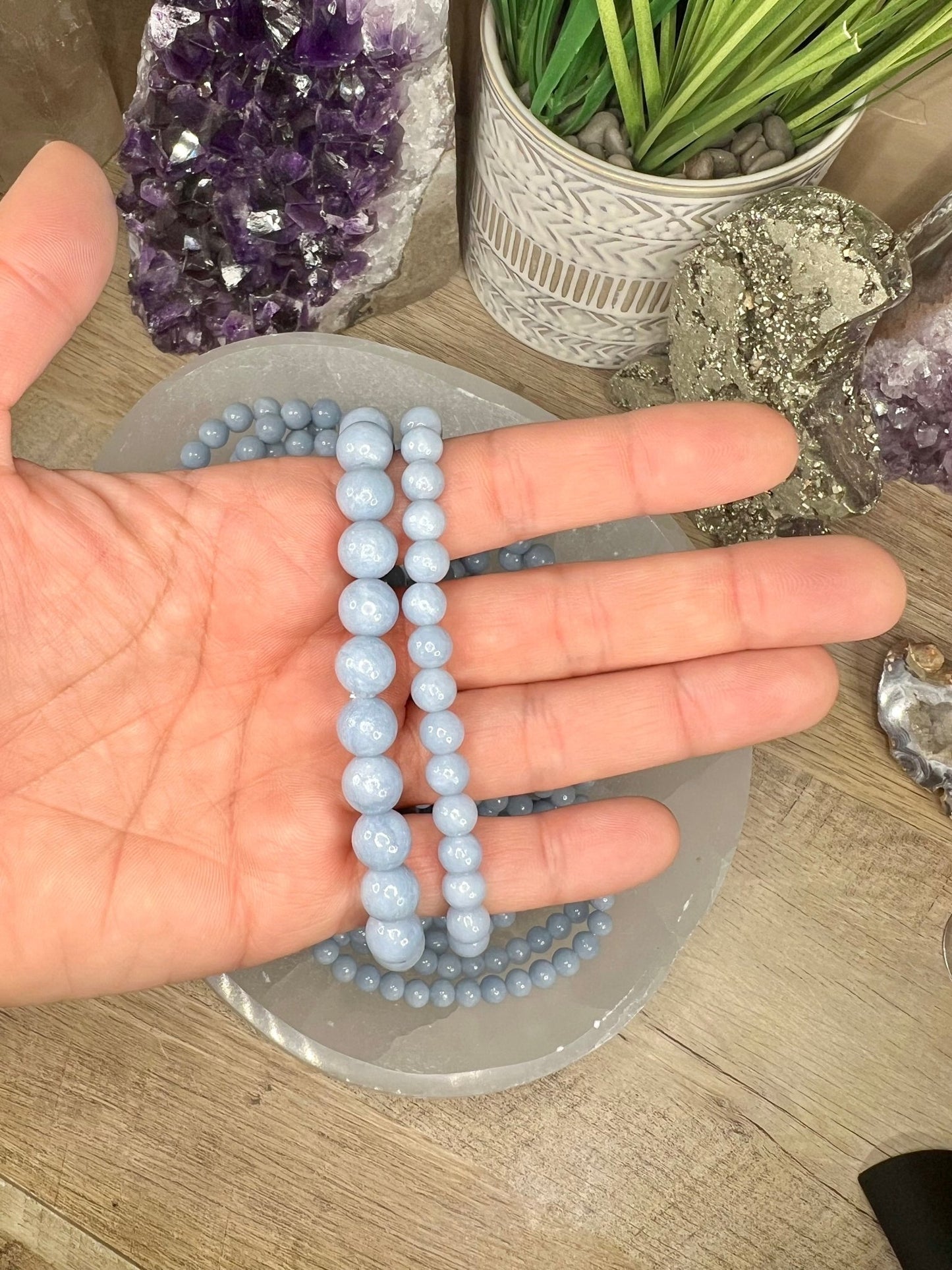 Blue Angelite Bracelet - Purple Door Alchemy